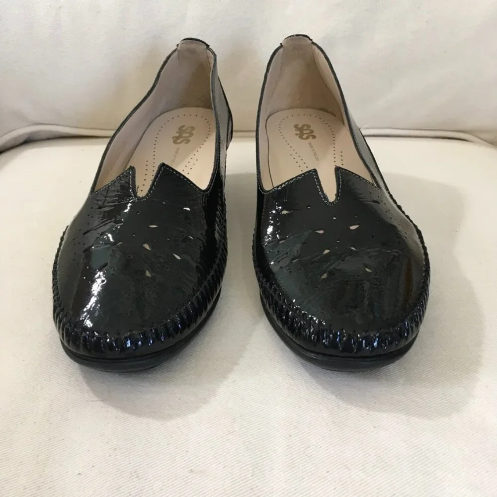 SAS Sonyo Slip-on Black Patent Leather Heeled Loafer